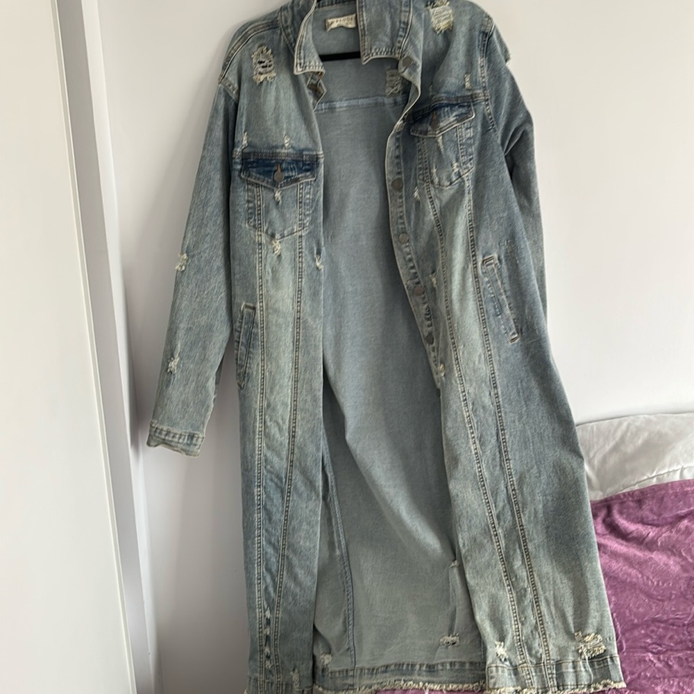Denim trench coat